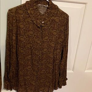 Soft Surroundings Brown Paisley Blouse
